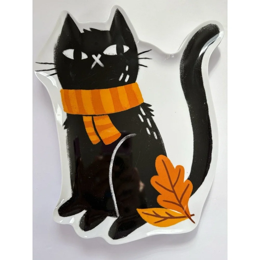 Hyde & Eek Black Cat Halloween Plates Set 4 Melamine Figural Target Fall Decor
